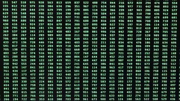 Случайная Последовательность Зеленых Символов Мониторе Компьютера После Кибератаки — стоковое видео