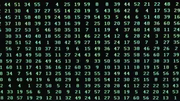 Willekeurige Volgorde Van Groene Nummers Het Computerscherm Tijdens Een Poging — Stockvideo