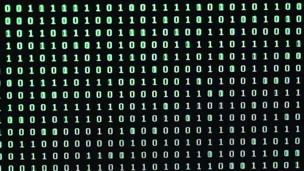 Случайная Последовательность Зеленых Цифр Компьютере Монито — стоковое видео