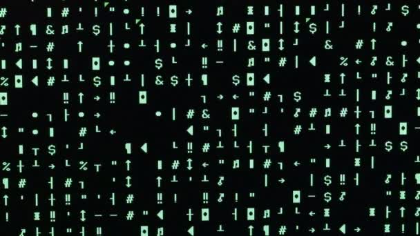 Sequência Aleatória Caracteres Verdes Monitor Computador Após Ataque Cibernético — Vídeo de Stock