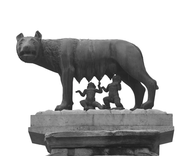 Capitoline wolf ist eine Bronzeskulptur, die eine Szene aus dem — Stockfoto