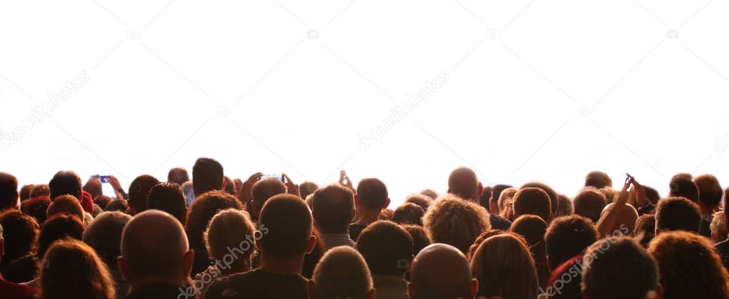 people and the customizable white background during an event