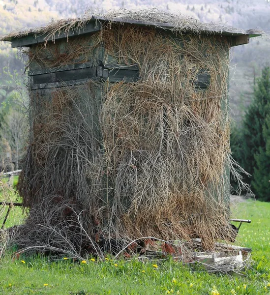 Camouflaged hunting lodge for hunters — Stock Photo, Image