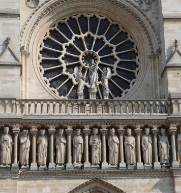 ünlü kilise Notre Dame de Paris cephe detay