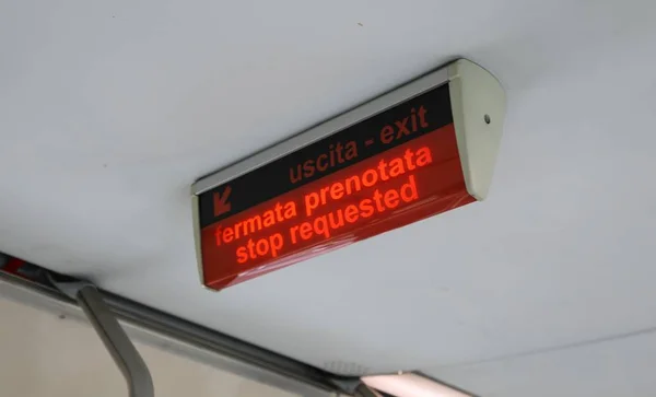 Text FERMATA PRENOTATA that means Stop request in italian langua — Stock Photo, Image