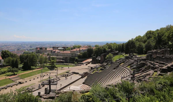 Lyon, França - 16 de agosto de 2018: Anfiteatro romano antigo — Fotografia de Stock