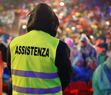 yüksek görünürlük ceket ve metin Assistenza ile çocuk anlamına gelir 