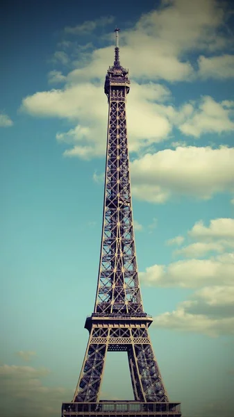 Eiffel Tower called Tour Eiffel in Paris France and many clouds — Stock Photo, Image