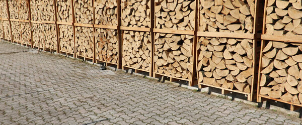 background of wood already cut for combustion