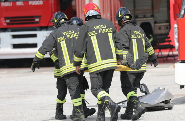 Rome, RM, Italy - May 23, 2019: firefighters with Uniform and te — Stock Photo, Image