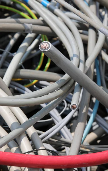 Electric cables in the landfill for the recovery of the copper — Stock Photo, Image