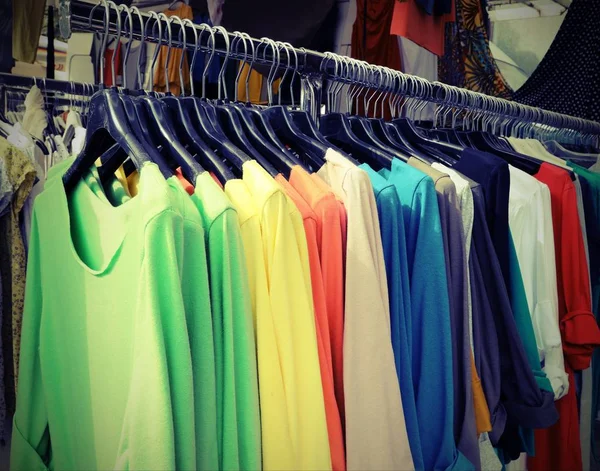 T-Shirts for sale at local market on the street — Stock Photo, Image