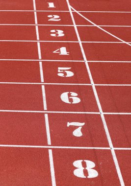 1 'den 8' e kadar olan atletizm pisti numaraları.