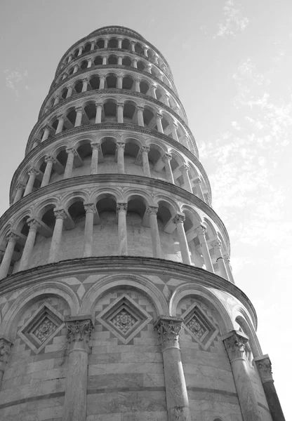 Torre inclinada de Pisa con efecto tonificado en blanco y negro — Foto de Stock