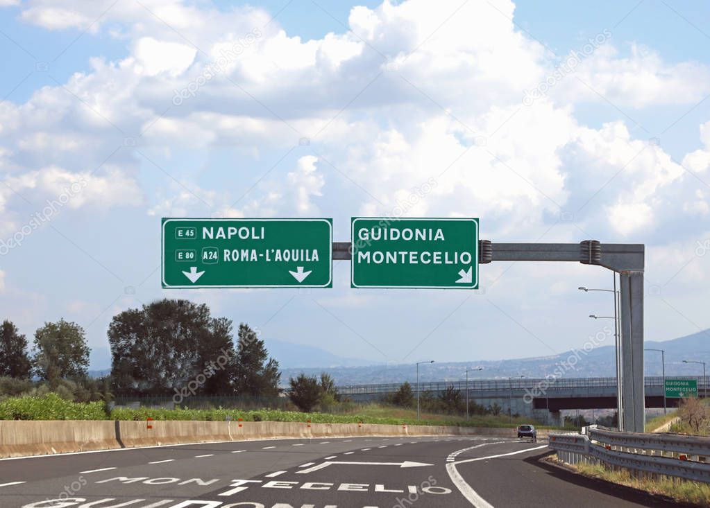 junction motorway italian traffic signal near Rome City