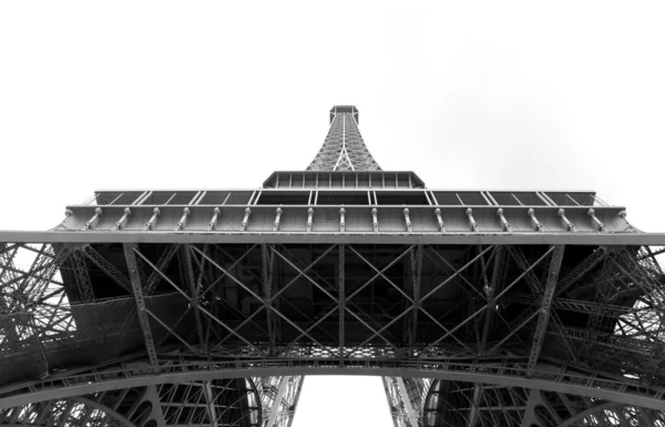 Unterseite des Eiffelturms mit weißem Hintergrund — Stockfoto