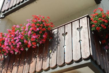 Bir sürü sardunya ve kalp şeklinde tırabzan.