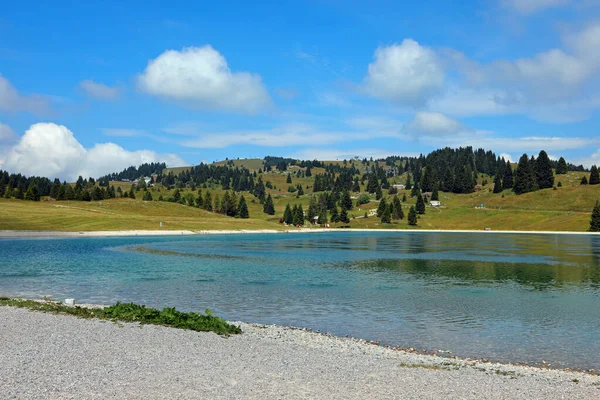 Горный пейзаж с небольшим озером летом — стоковое фото
