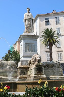 Ajaccio, Fransa - 25 Ağustos 2019: Napolyon İmparatoru Heykeli