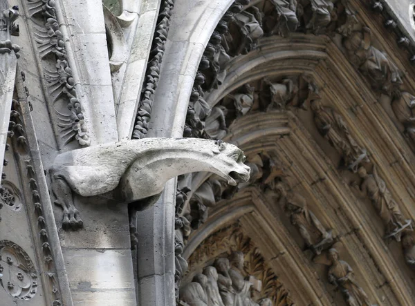 Cathedral of Notre Dame in Paris France with gargoyle — Stock Photo, Image
