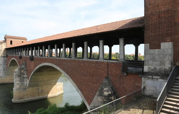 Régi híd is nevezik Ponte Coperto olasz nyelven Pavi — Stock Fotó