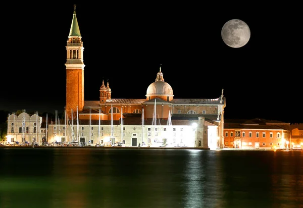 Iglesia San Jorge Luna Llena Venecia Italia — Foto de Stock