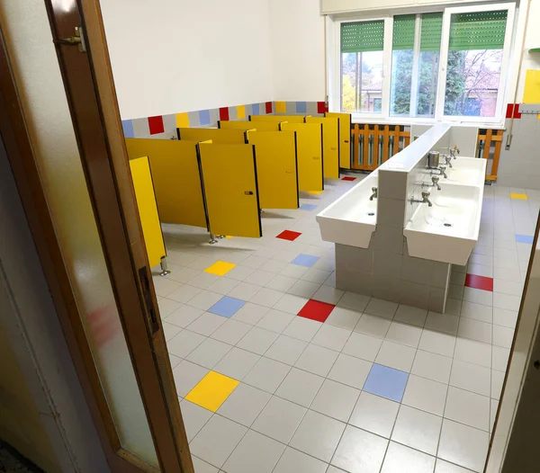 interior of the bathroom of a nursery school without children due to the serious epidemic that closed the school