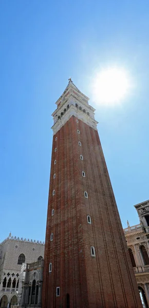 Venice Italy Bell Tower Saint Mark Backlight Ancd Blue Sky — ストック写真