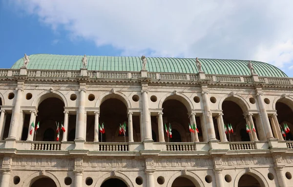 Palladian Basilica Ancient Monument Italian City Vicenza Flags — Stok fotoğraf