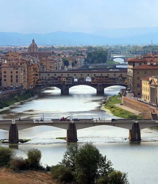 Bridges over the Arno River that crosses Florence in Italy