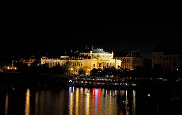 Nachtansicht Des Historischen Palastes Namens Rudolfinum Ist Ein Gebäude Prag — Stockfoto