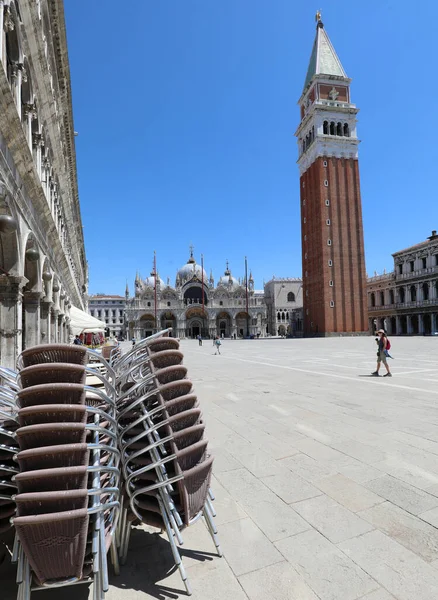 Campanario Plaza San Marcos Plaza Del Desierto Venecia Italia Sin —  Fotos de Stock