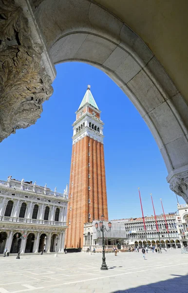 Torre Sino Veneza Chamado Campanile Durante Confinamento Itália — Fotografia de Stock