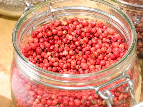 Glass Jar Red Pepper Sale Grocery — Stock Photo, Image