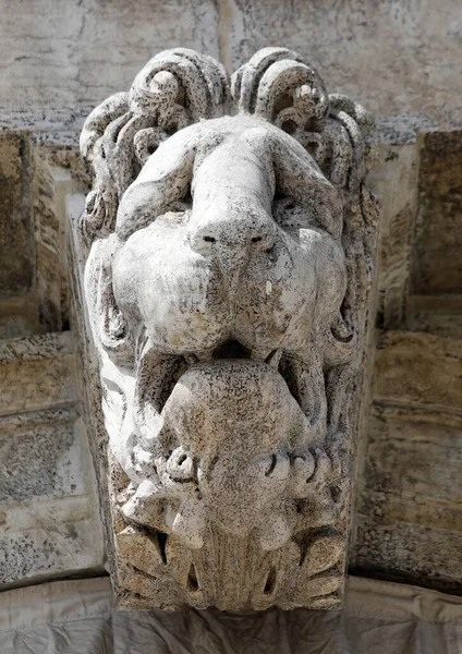 Antica Statua Raffigurante Volto Leone Nell Antico Palazzo Venezia Italia — Foto Stock