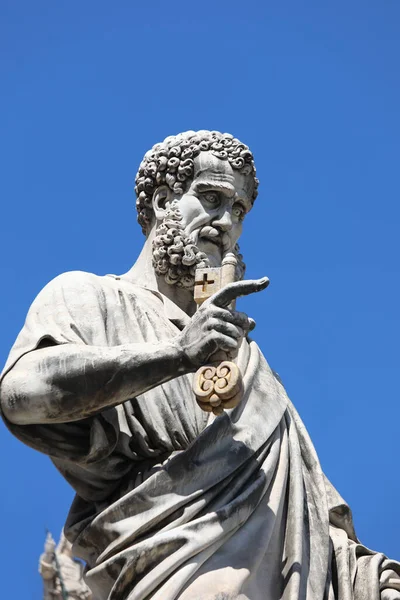 Estatua San Pedro Ciudad Del Vaticano Famosa Llave Del Cielo — Foto de Stock