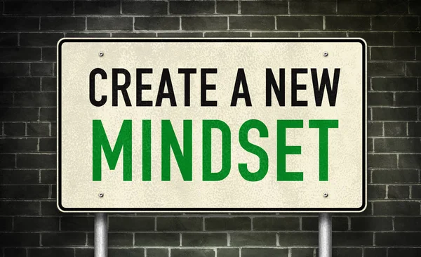 Create a new mindset- roadsign message — Stock Photo, Image