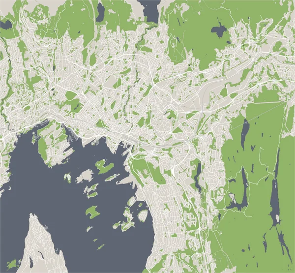 Χάρτης της πόλης του Όσλο, Νορβηγία — Διανυσματικό Αρχείο