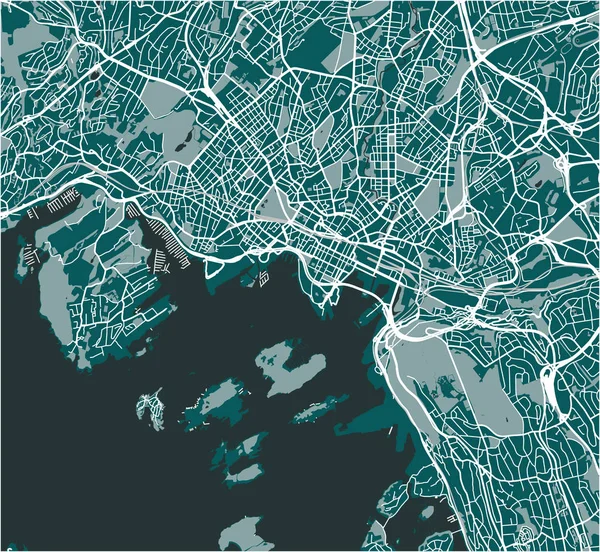 Mapa da cidade de Oslo, Noruega —  Vetores de Stock