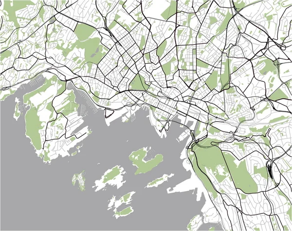 Mapa da cidade de Oslo, Noruega —  Vetores de Stock