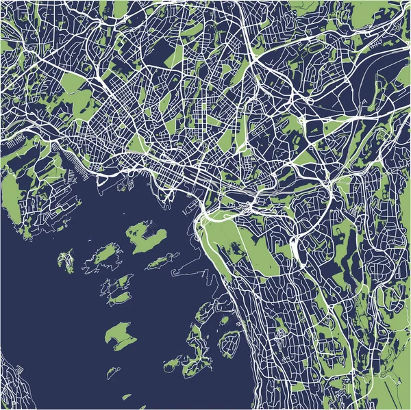 Kaart van de stad van Oslo, Noorwegen — Stockvector