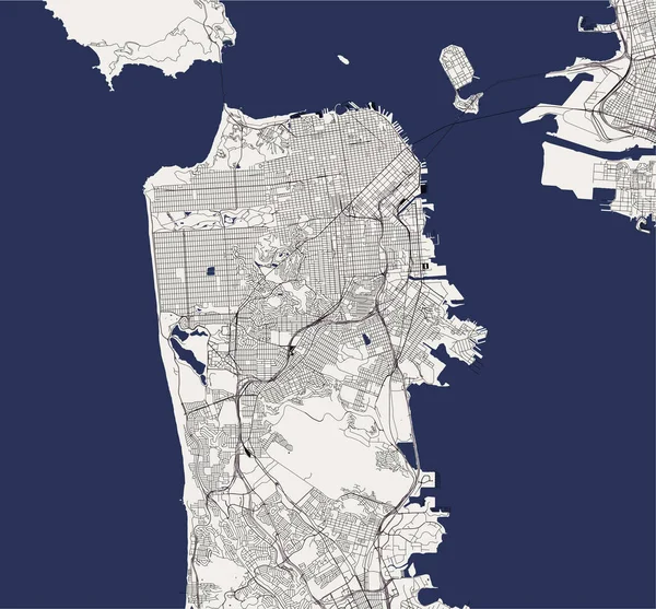 Mapa Vectorial Ciudad San Francisco Estados Unidos — Vector de stock