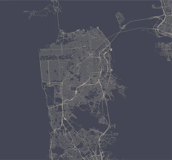 Vectorkaart Van Stad San Francisco Usa — Stockvector