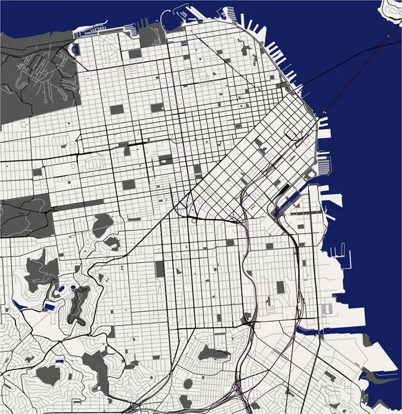 Mapa da cidade de San Francisco, Estados Unidos — Vetor de Stock