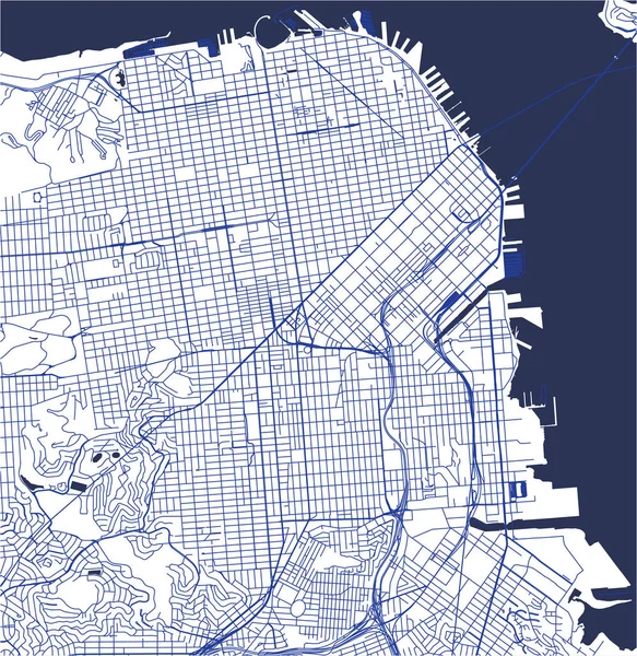 미국 샌프란시스코의 지도 — 스톡 벡터