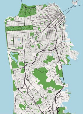 San Francisco, ABD 'nin vektör haritası