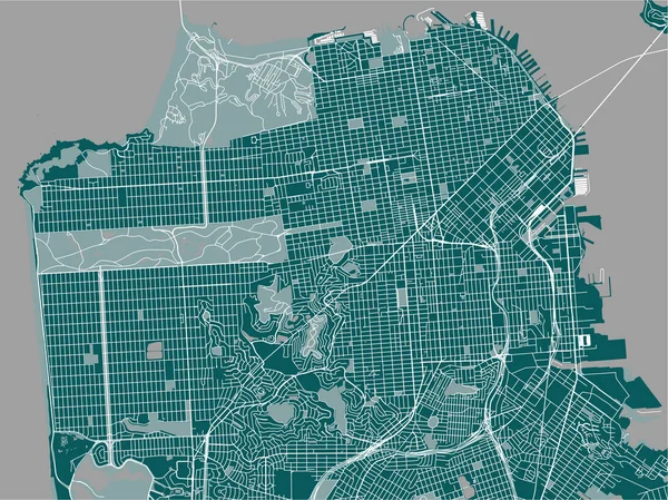 Vektorkarta Över Staden San Francisco Usa — Stock vektor