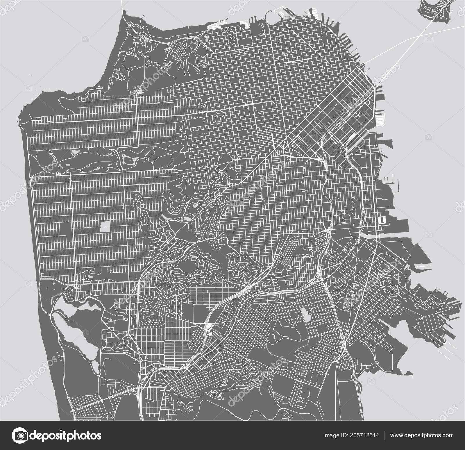Vector Map City San Francisco Usa Stock Vector C Tish11 205712514
