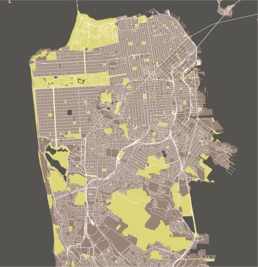 San Francisco, ABD 'nin vektör haritası