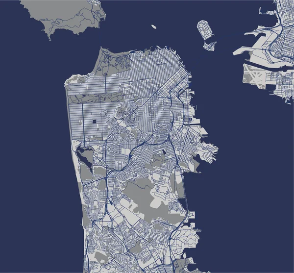 Vektorkarta Över Staden San Francisco Usa — Stock vektor